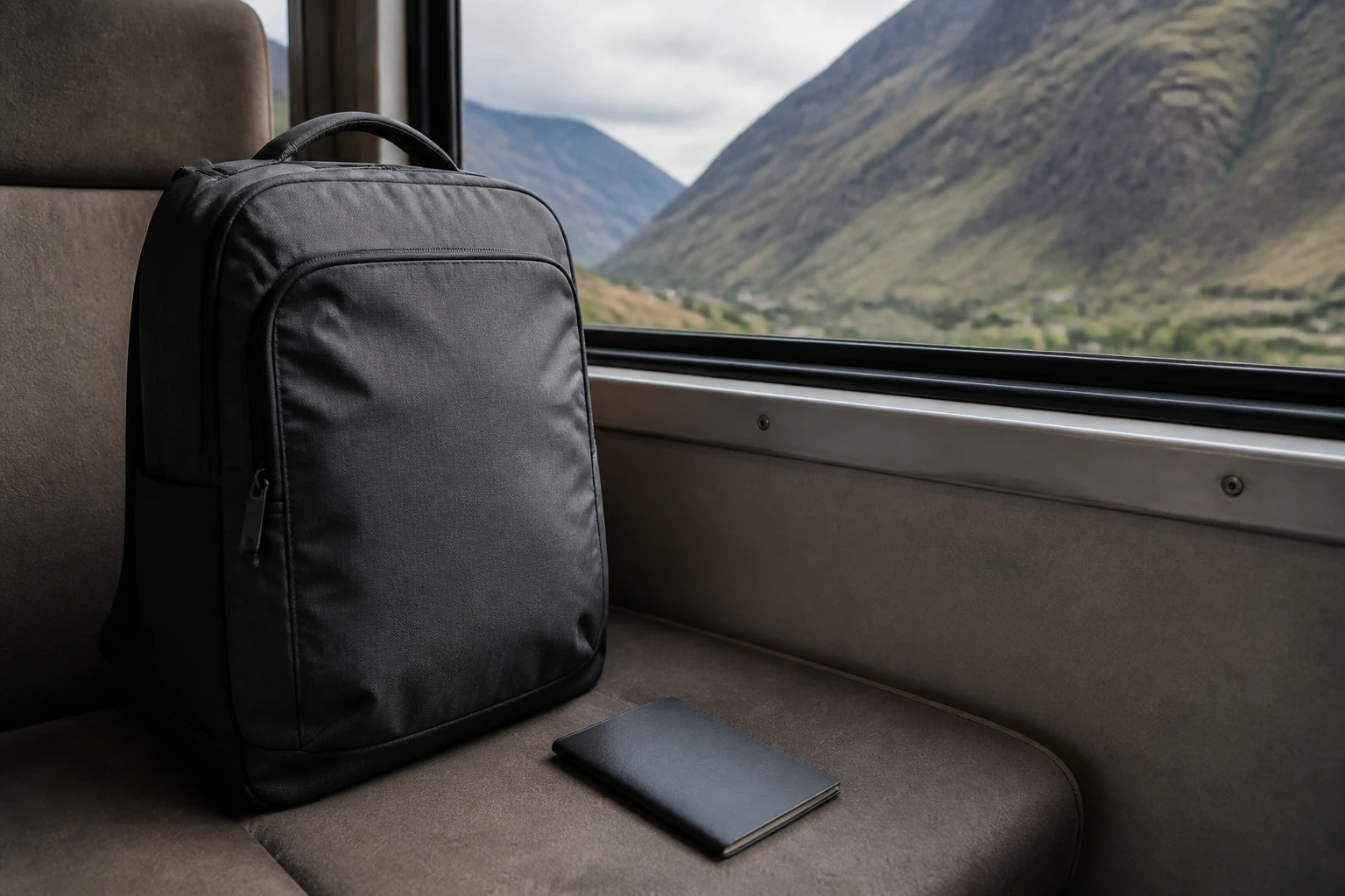 Small backpack prepared for a Machu Picchu train journey