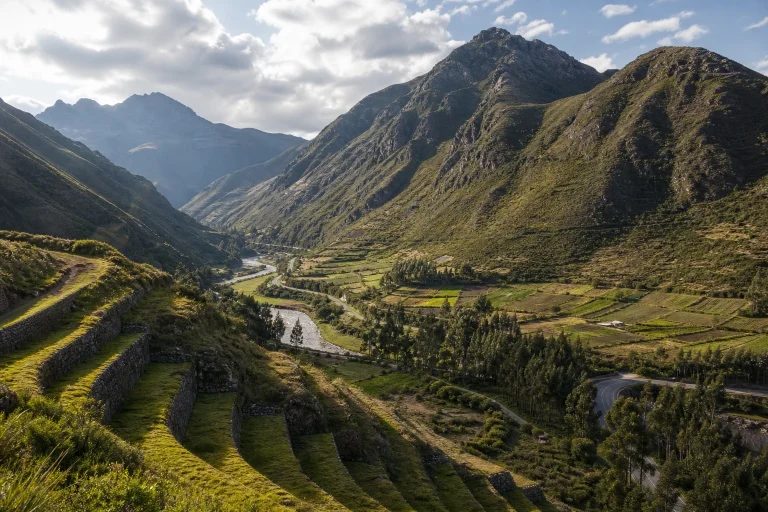 Andean terraces and mountains in the Sacred Valley near Cusco