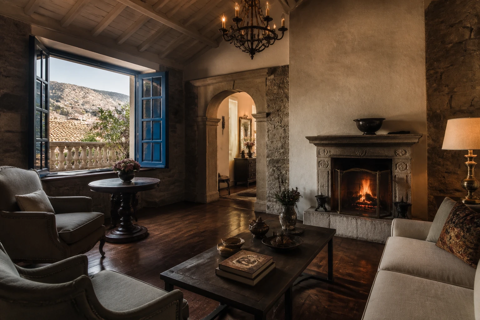 Warm heritage-style interior in a Cusco historic-center hotel