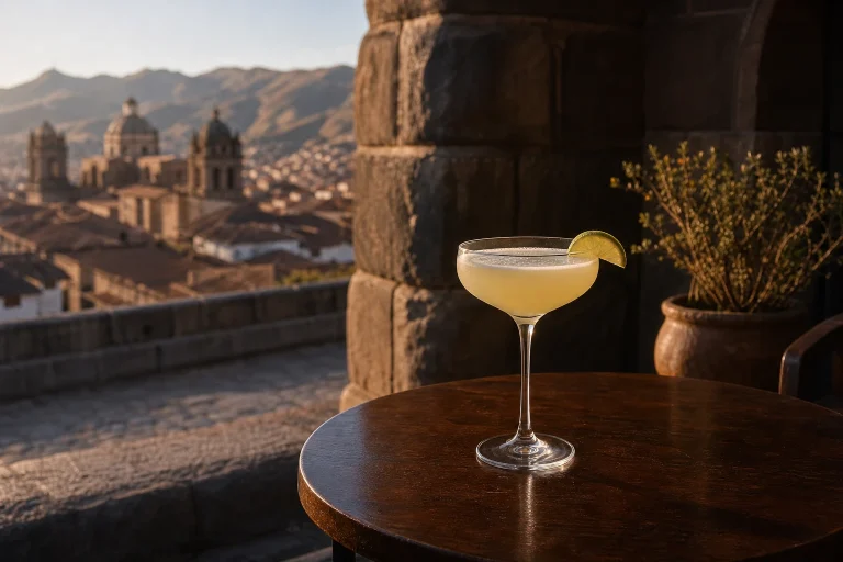 Chilled cocktail on a table in Cusco