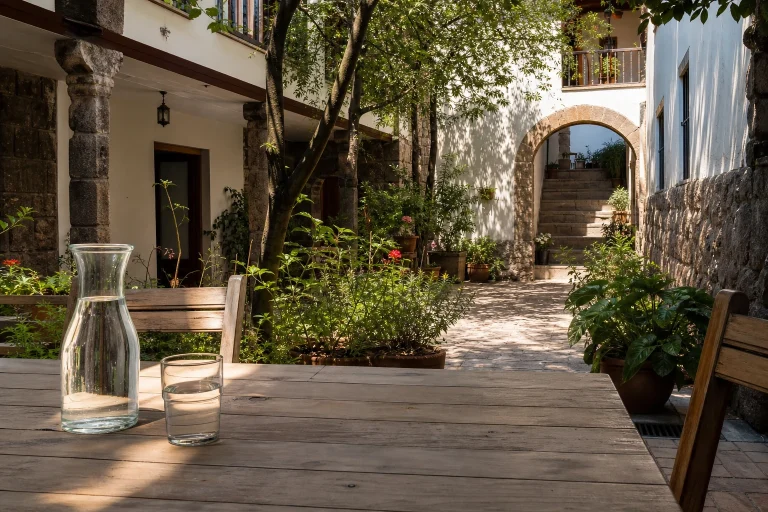 Sunlit courtyard at an unbranded Cusco hotel
