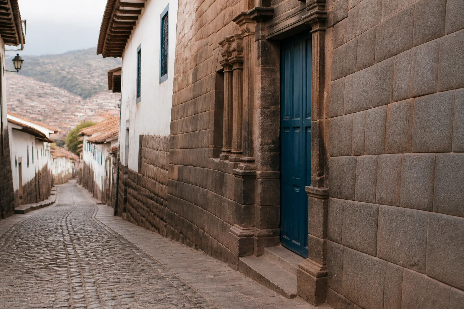 Historic architectural details along a Cusco street