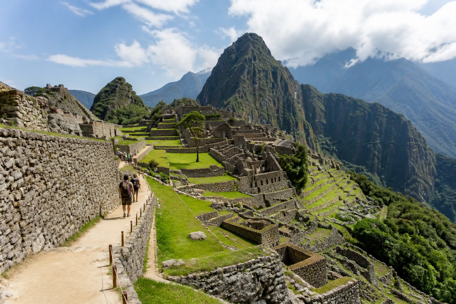 Machu Picchu viewed from a visitor route