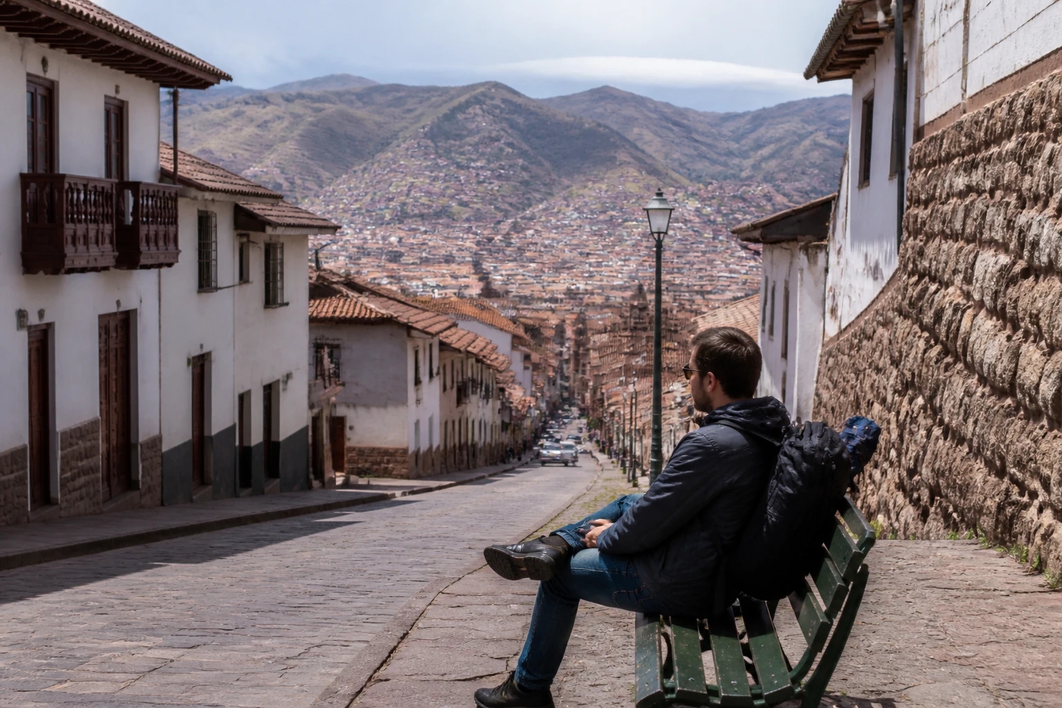 Traveler resting during a slow first day in Cusco