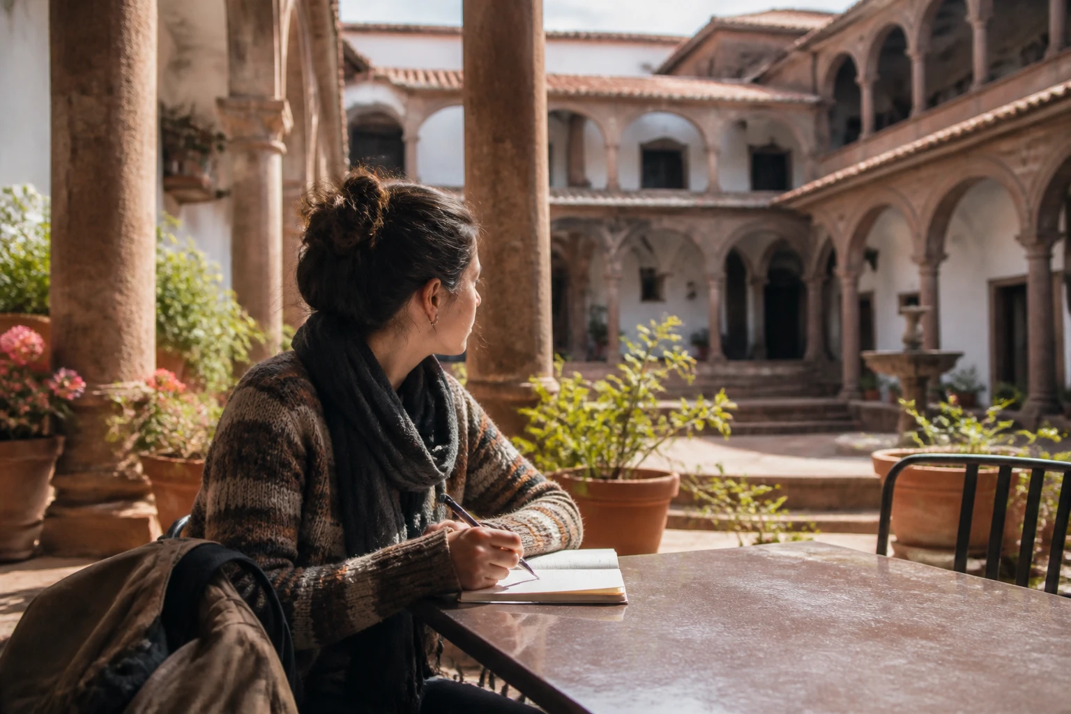 Solo traveler organizing a day plan in Cusco