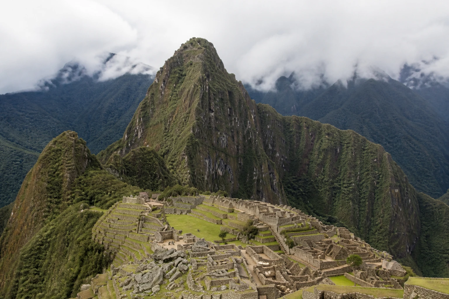Machu Picchu setting with Huayna Picchu in the background