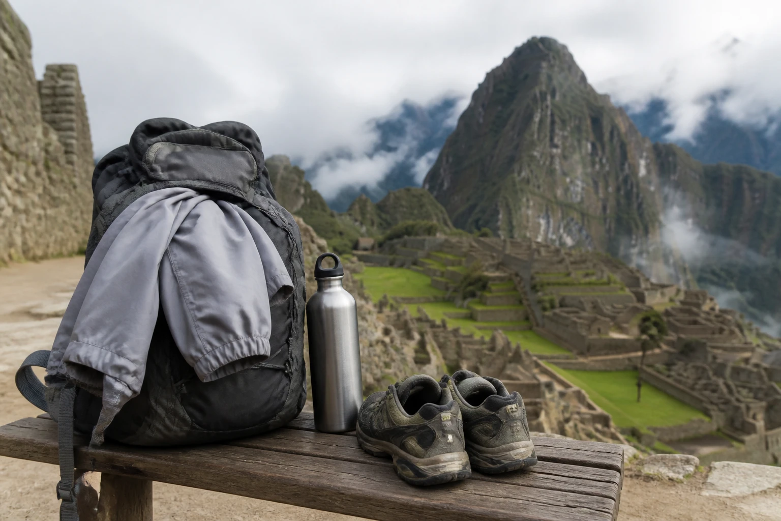 Compact daypack prepared for a Machu Picchu visit