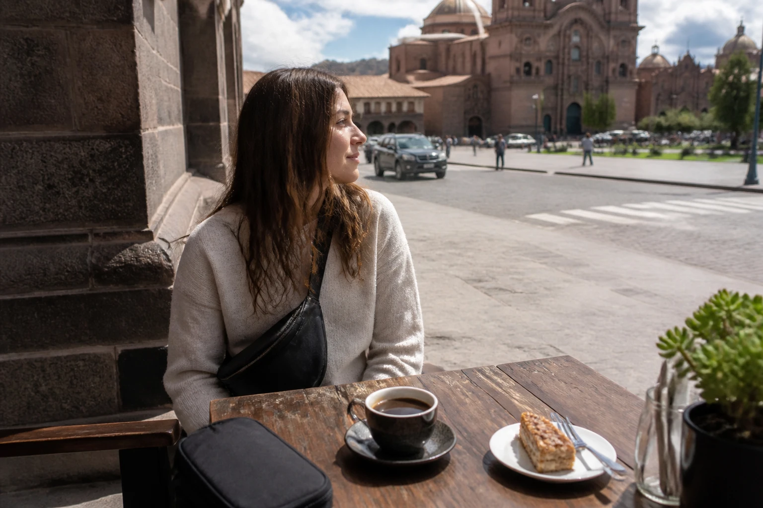 Traveler taking a relaxed break during a day in Cusco