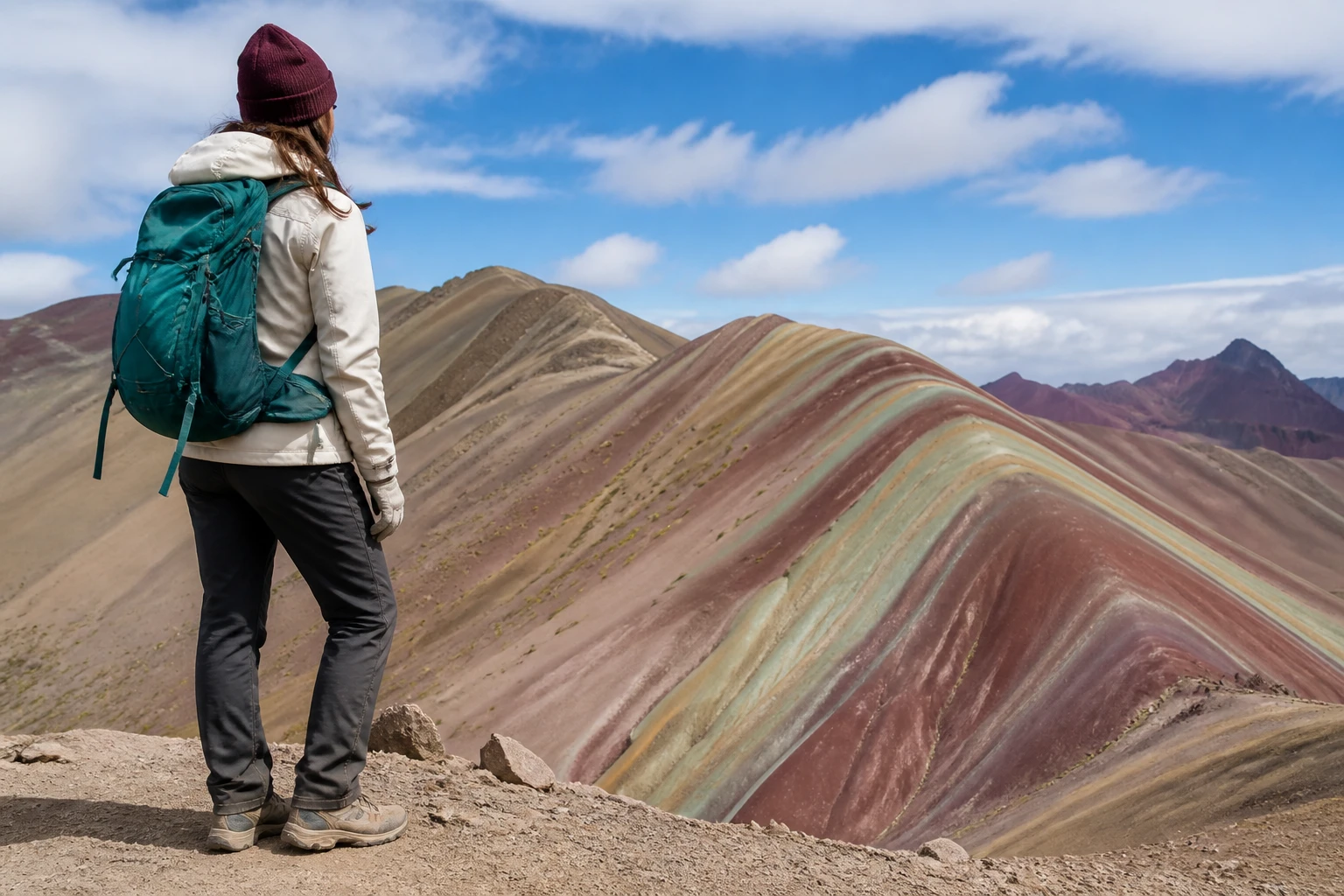 Clothing and hiking essentials for a Rainbow Mountain day trip