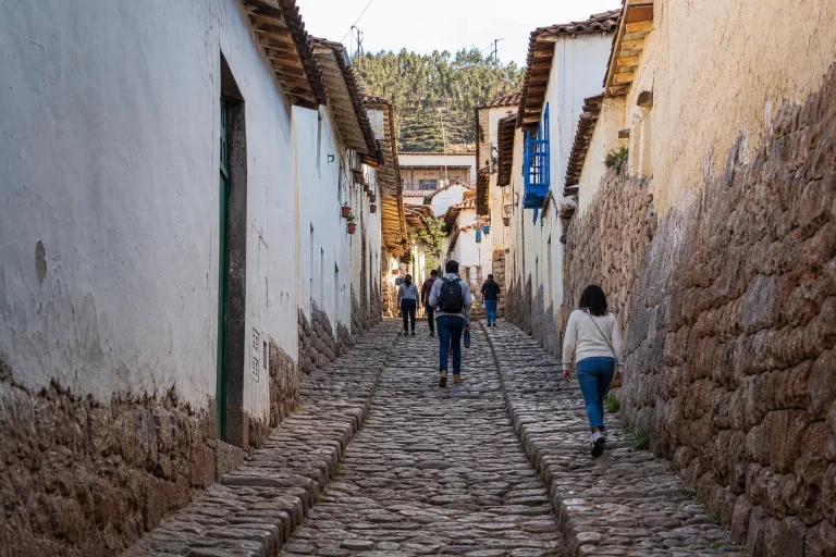 Cobbled uphill street in the San Blas neighborhood of Cusco