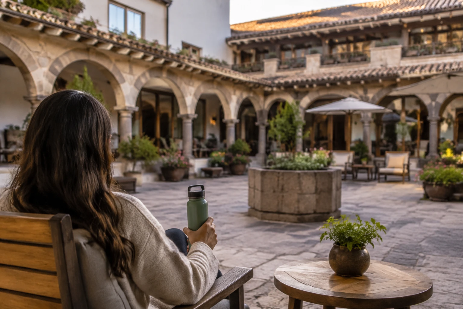 Traveler resting at a Cusco hotel after a wellness appointment